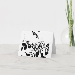 Black & White Faded Floral Blank 4x6 Notecard