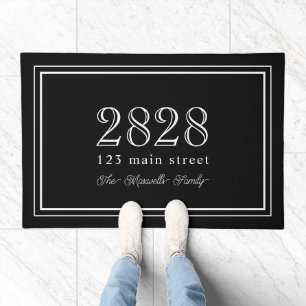 Black White Family Name House Number Address Doormat