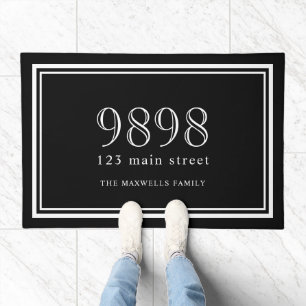 Black White Family Name House Number Address Doormat