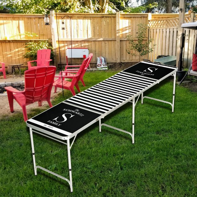 Black/White Family Name/Monogram Beer Pong Table (Creator Uploaded)
