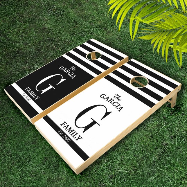 Black|White Family Name/Monogram Cornhole Set (Creator Uploaded)