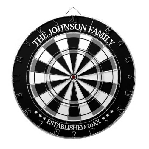 BlackWhite Family Name Personalized Dart Board