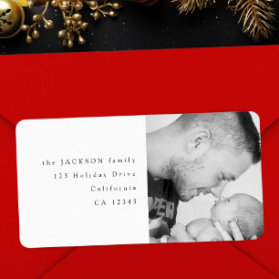 Black & White Family Photo Return Address Label