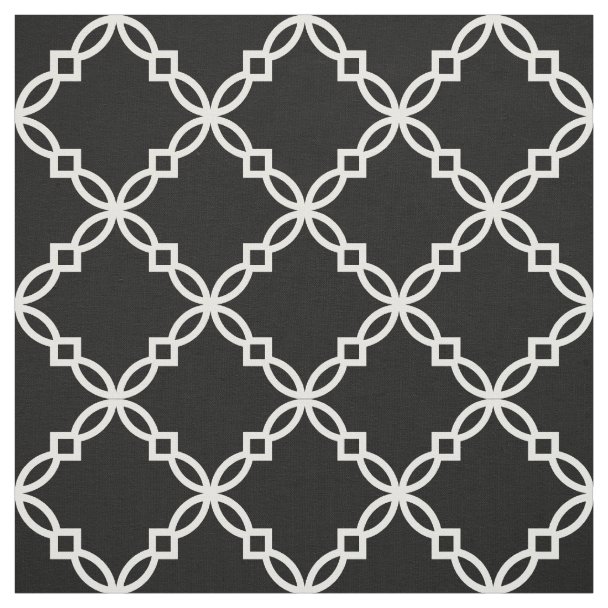 Black And White Moroccan Quatrefoil Trellis Fabric Zazzle