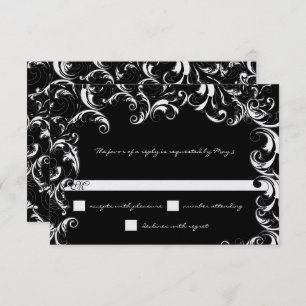 Black & White Fancy Swirl Wedding  Invitation