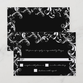 Black & White Fancy Swirl Wedding Invitation