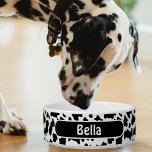 Black & White Farm Animal Cow Print Spotted<br><div class="desc">Black & white cow print / animal print pet bowl for cats and dogs.  Country farm animal cowgirl themed design.  Great for southerners.  Customize it by adding your pet's name.</div>