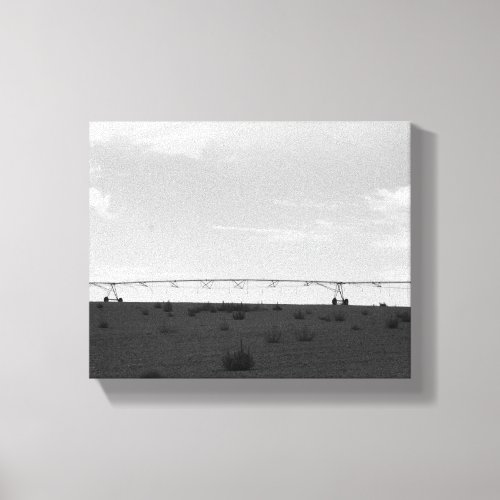 Black  White Farm Irrigation On a Hill 8x10 Canvas Print