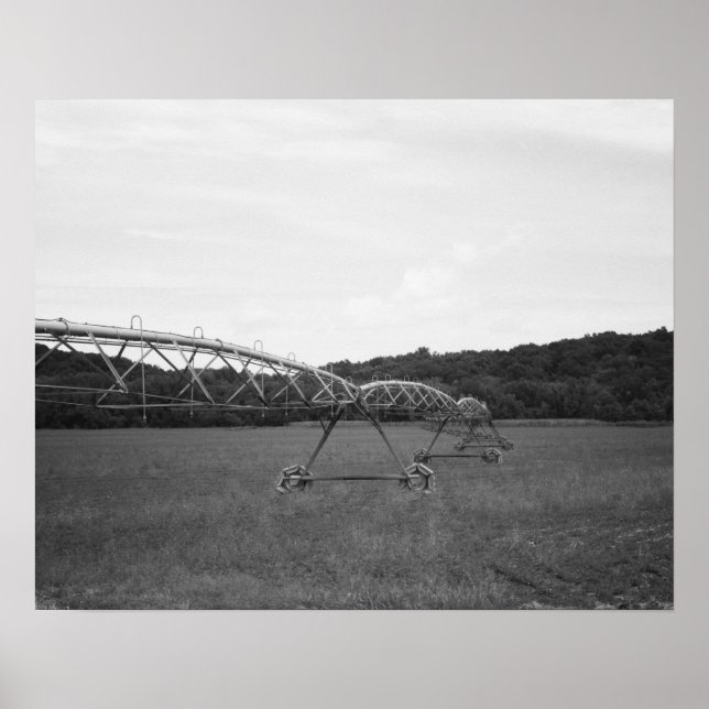 Black & White Farm Irrigation Sprinkler 16x20 Poster (Front)