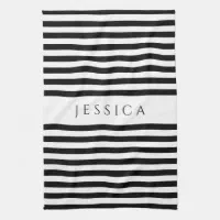 Farmhouse Black White Striped Kitchen Towel