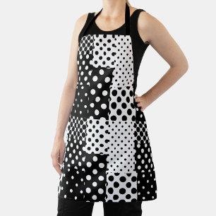 Black White Fashion Polka Dots Style Design Apron