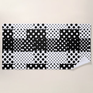 Black White Fashion Polka Dots Style Design Beach Towel