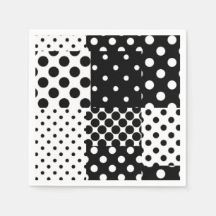 Black White Fashion Polka Dots Style Design Napkins