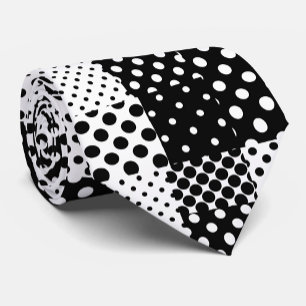 Black White Fashion Polka Dots Style Design Neck Tie