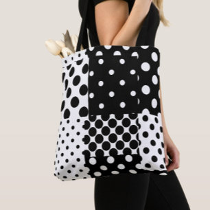 Black White Fashion Polka Dots Style Design Tote Bag