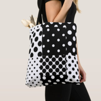 Black White Fashion Polka Dots Style Design Tote Bag