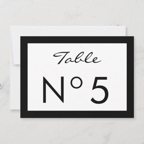 Black  White Fashion Sweet 16 TABLE NUMBER CARD