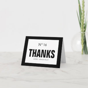 Black & White Fashion Sweet 16 THANK YOU NOTE CARD