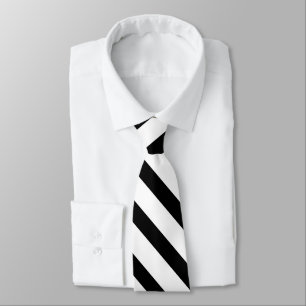 Black White Fat Tuxedo Stripe Formal Tie