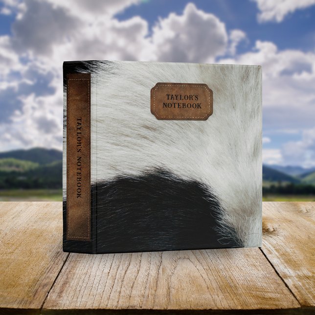 Black & White Faux Cow Fur and Leather  3 Ring Binder (Creator Uploaded)