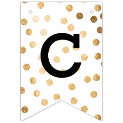 Black White Faux Gold Glitter Dots Congratulations Bunting Flags | Zazzle