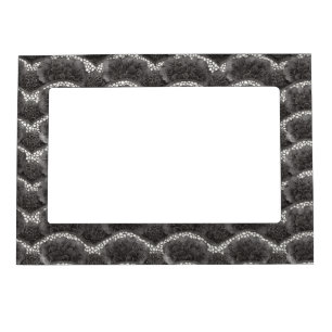 Black White Faux Lace Floral Magnetic Frame