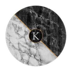 Black White Faux Marble Cutting Board Customizable