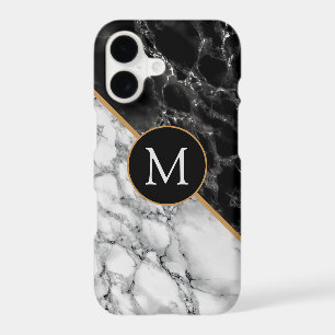 Black White Faux Marble iPhone Case Custom Letter