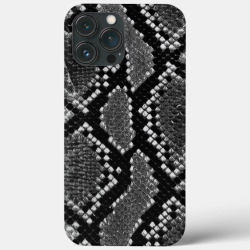 Black  White Faux Snake Skin   iPhone 13 Pro Max Case