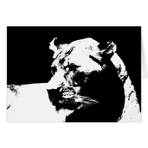 Black  white female lion pop art