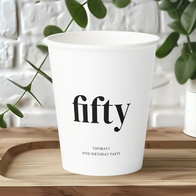 Black & White Fifty 50th Birthday  Paper Cups (Creator Uploaded)