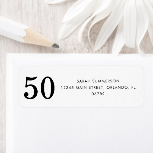 Black White Fifty 50th Birthday Party Address Label