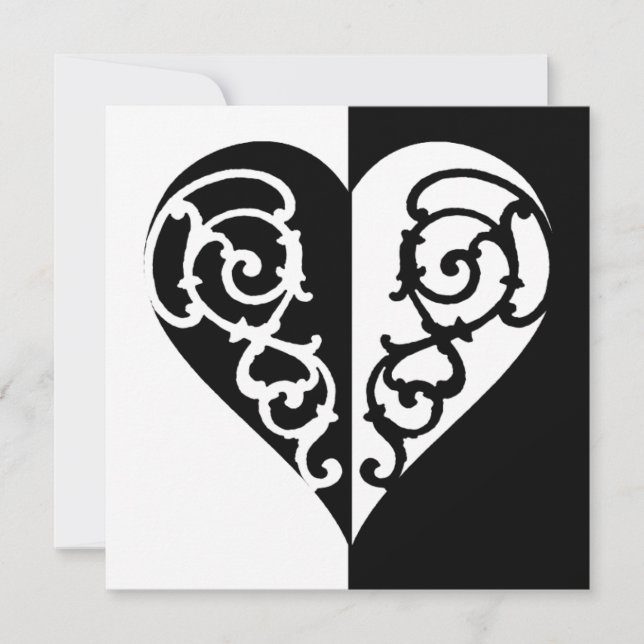 Black &White Filigree Heart  (Front)