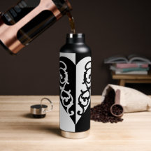 Black &White Filigree Heart