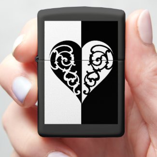Black &White Filigree Heart