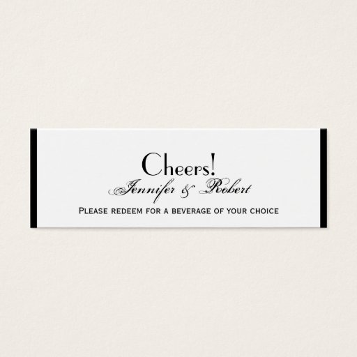 Customizable Black White Filigree Vintage Wedding Drink Ticket Business Card