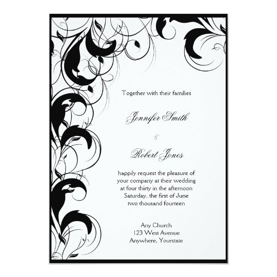 Black White Filigree Vintage Wedding Invitation Zazzle Com