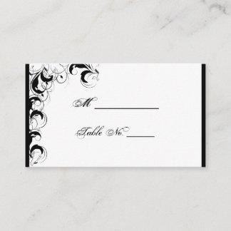 Black White Filigree Vintage Wedding Place Cards