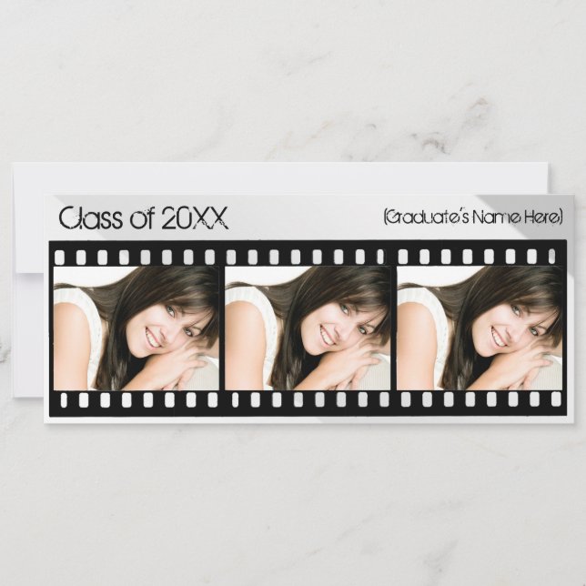 Black White Filmstrip Graduation Announcement (Front)