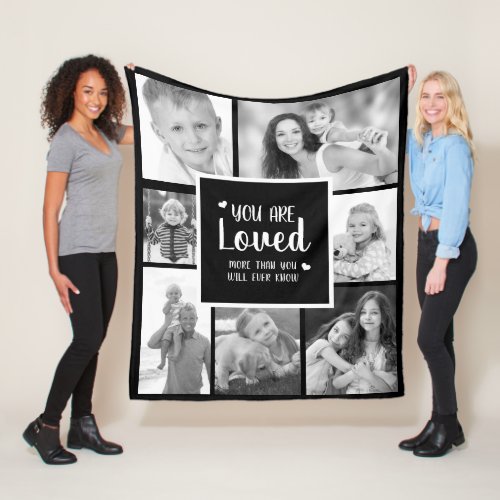 Black White Filter You Are Loved 7 Photo Fleece Blanket