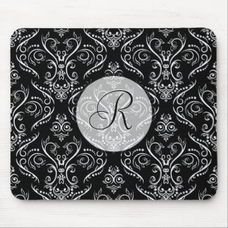 Black & White Fine Shading Pattern-Monogrmed Mouse Pad