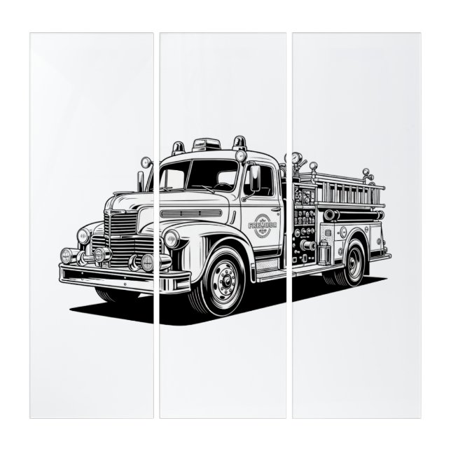 Black White Firefighter Wall Art (Front)