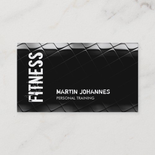 Black White Fitness Modern Business Card