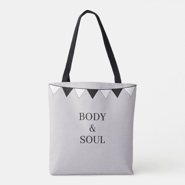 Black & White Flags on Silver Background Tote Bag (Back)