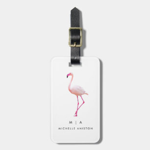 Black White Flamingo    Monogram Custom Luggage Tag