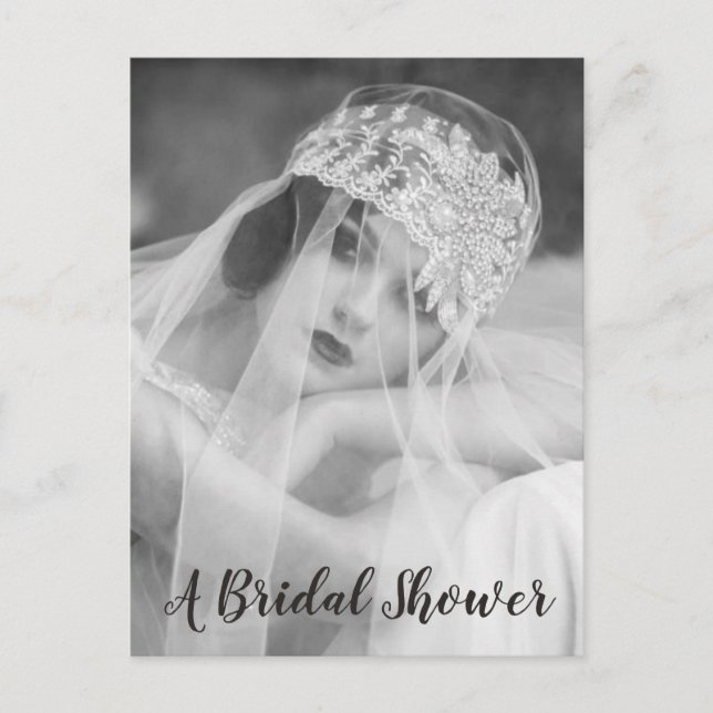 Black & White Flapper Style Bridal Shower Invite (Front)