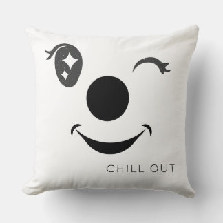Black & White Flashing Smiley Throw Pillow