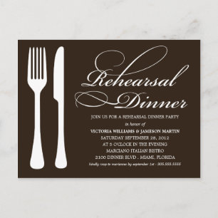 BLACK & WHITE FLATWARE   REHEARSAL DINNER INVITE