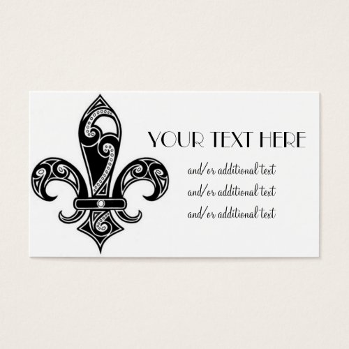 Black &amp; White Fleur De Lis Business Card Templates