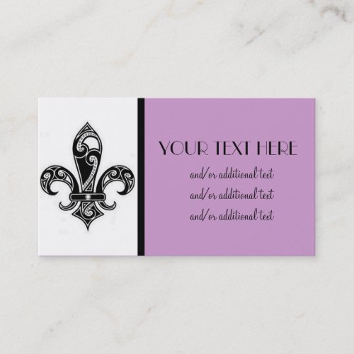 Black &amp; White Fleur De Lis Business Cards